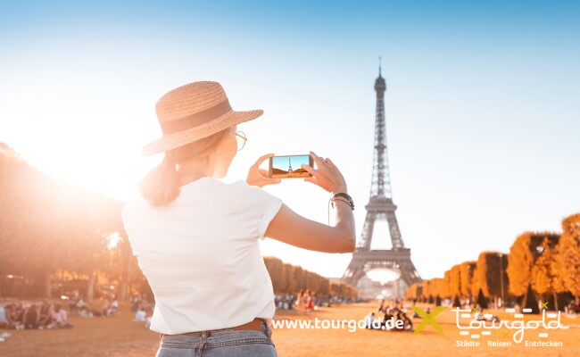 Paris Eiffelturm Foto mit Smartphone