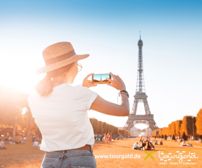 Paris Eiffelturm Foto mit Smartphone